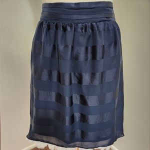 DownEast Basics Blue Striped Satin Skirt Large.